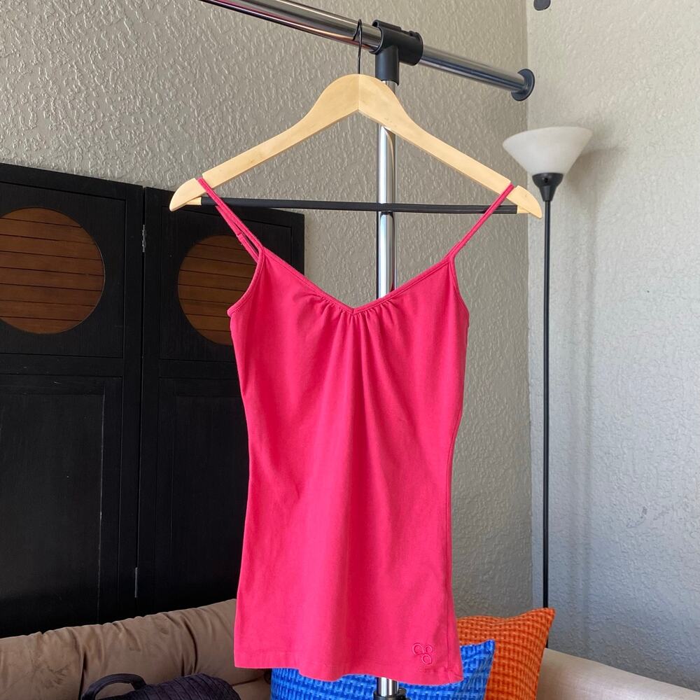 VTG Kirra V Neck Cami Top Pink Medium 2000s Y2K Long Length Stretchy Thin